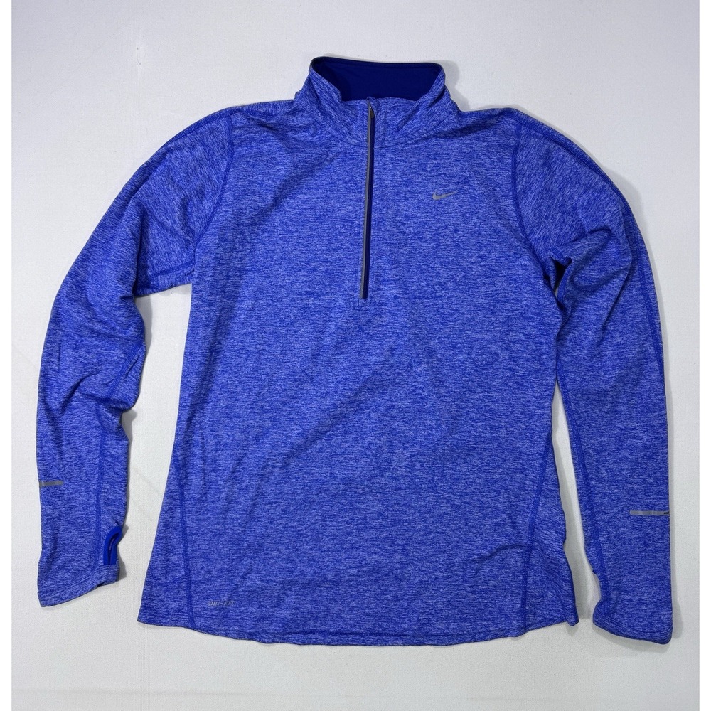 Nike Element Running Womens L Reflective Dri-Fit 1/4 Zip Blue Pullover 481320